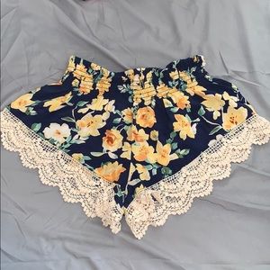 flowy floral shorts